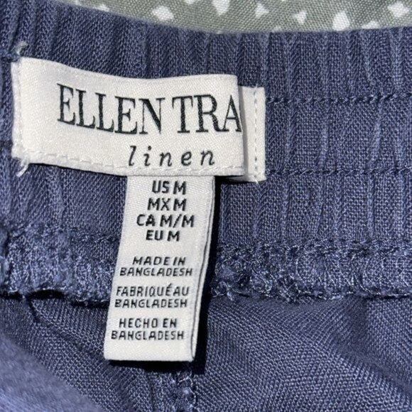 Ellen Tracy Linen Cropped Pants M Elastic Waistband - Picture 3 of 10
